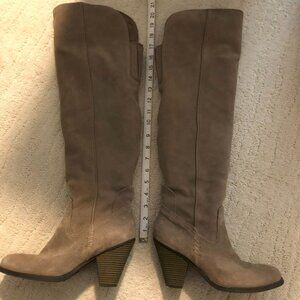 MIA Aubrey Taupe Over-the-Knee-High Suede LeatherHeeled Boot US 8.5M